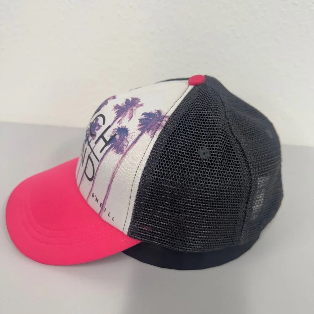 ONeill Beach Bound Trucker‎ Hat Palm Tree Pink Mesh Snapback One Size